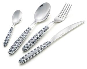 VERO RAJAH Colourful Cutlery Set 24 Pieces, Black 6 Place Settings 18/C in Showcase Packaging