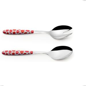 Vero Poppy Salad Cutlery Pair, 18.0 Nickel Free Steel, Sublimated PBT Handle with Polished Steel, Length 250 mm