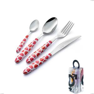 You&Me 24 pieces cutlery set Vero poppy, nickel free 18.0 steel, PBT sublimated handle polished steel