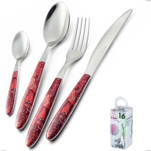 You&Me 16 Pieces Vero Samarcanda, 18.0 Nickel Free Steel, PBT Sublimated Handle Polished Steel Cutlery Set
