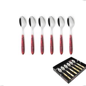 Showcase Pack of 6 Vero Samarcanda Coffee Spoons, 18.0 Nickel Free Steel, PBT Sublimated Handle Polished Steel