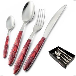24 Piece Vero Samarcanda Cutlery Set in Display Case, 18.0 Nickel Free Stainless Steel, PBT Sublimated Handle with Polished Steel
