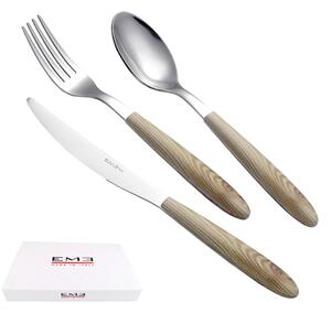 Coloured Cutlery Set 24 Pieces VERO ROVERE SBIANCATO 18/C (AISI430) in Panoramic Packaging