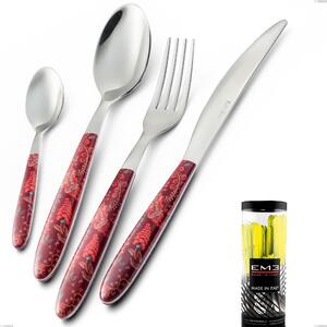 Cylinder Packaging Cutlery Set 24 Pieces Vero Samarcanda, 18.0 Nickel-Free Steel, PBT Sublimated Polished Steel Handle