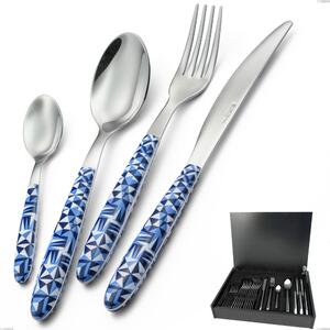 24-piece cutlery set in genuine wooden case, 18.0 nickel-free steel, PBT sublimated polished steel handle, Vero Triangle