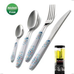 Cylinder Packaging Cutlery Set 24 Pieces Vero Trinacria Bianco 19, Stainless Steel 18/0