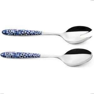 True Triangle Salad Cutlery Pair, 18.0 Nickel-Free Stainless Steel, PBT Handle with Sublimated Polished Steel, Length 250 mm, Name: Vero Triangle