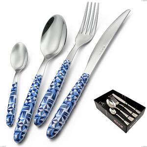 24-Piece Vero Triangle Cutlery Set in Display Box, 18.0 Nickel-Free Stainless Steel, PBT Sublimated Polished Steel Handle