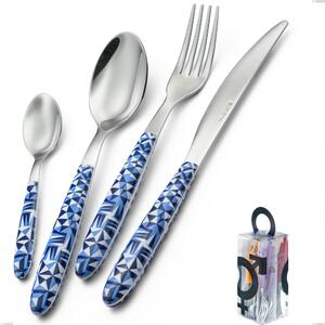 You&Me 24 Pieces Cutlery Set Vero Triangle, 18.0 Nickel Free Steel, PBT Sublimated Handle Polished Steel Name: Vero Triangle