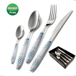 Vero Trinacria Bianco 19 Cutlery Set 24 Pieces in Display Case, Stainless Steel 18/0