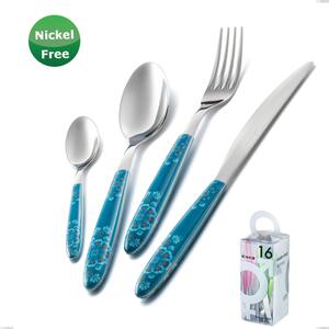 You&Me 16 Pieces Cutlery Set Vero Trinacria Verde 31, Stainless Steel 18/0