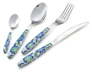 VERO TROPICAL BLUE Coloured Cutlery Set 24 Pieces for 6 Table Settings 18/C in Display Box