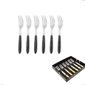 Showcase Pack 6 Pieces Dessert Forks Vero Wenge, 18.0 Stainless Steel Nickel Free, PBT Sublimated Handle Polished Steel