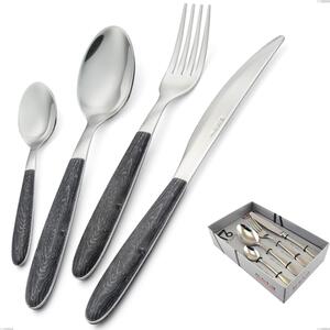 16-piece Vero Wenge cutlery set in display case, 18.0 stainless steel nickel free, PBT sublimated handle with polished steel