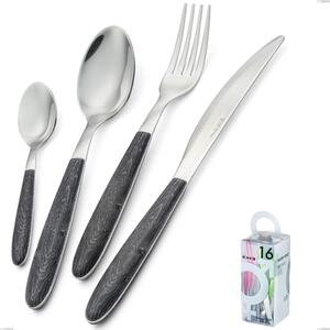 You&Me 16 Pieces True Wenge, 18.0 Stainless Steel Nickel Free, Sublimated PBT Handle Polished Steel Cutlery Set