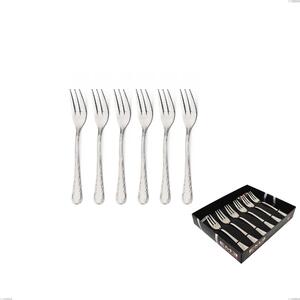 Luigi XVI Set of 6 Dessert Forks in Display Case, Stainless Steel 18.10 (AISI304), 3.00 mm Thickness