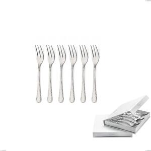 Luigi XVI Set of 6 Dessert Forks in Book-style Box, Stainless Steel 18.10 (AISI304), 3.00 mm Thickness