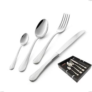 Luigi XVI Cutlery Set 24 Pieces in Display Case, Stainless Steel 18.10 (AISI304), Thickness 3.00 mm