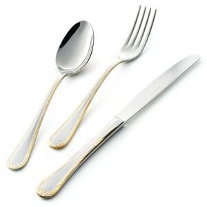 LUIGI XVI ORO 24-Piece Cutlery Set Stainless Steel and Gold 18/10 AISI304 3 mm Thickness in Panoramic Packaging