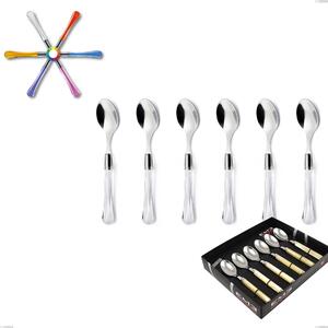 Showcase Pack of 6 Saffiro Coffee Spoons, (18.10 AISI 304 Stainless Steel), Methacrylate Handle