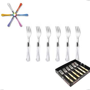 Showcase Pack of 6 Saffiro Dessert Forks, (18.10 aisi304 Stainless Steel), Acrylic Handle
