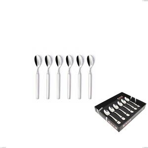 Set of 6 Zeus Inox Moka Spoons in Display Box, Polished Forged Stainless Steel 18/10 (AISI 304)