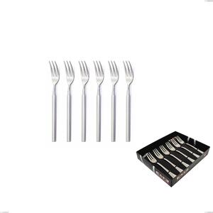 Zeus Inox Set of 6 Dessert Forks in Showcase Packaging, Polished Forged Steel 18/10 (AISI 304)