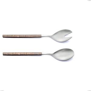 Zeus Fire Salad Serving Set, Forged 18/10 Stainless Steel (AISI 304) - Length 240 mm, Hammered and Burnished Handle