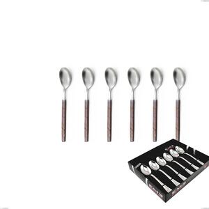 Set of 6 Zeus Fire Coffee Spoons in Display Box, Forged Stainless Steel 18/10 (AISI 304)