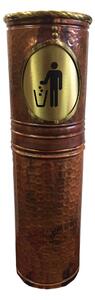 Hand-hammered Copper and Burl Wood Waste Bin 25x25xh65 cm with Brass Grid