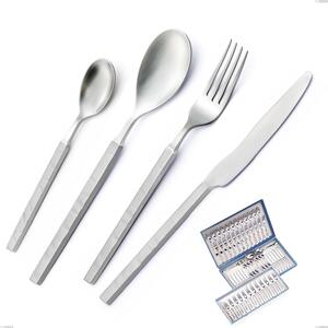 75-Piece Zeus ICE Cutlery Set in Gift Case, 18/10 Sandblasted Hammered Forged Stainless Steel, 4 mm Thickness, Forged
