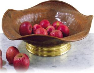 Quadrifoglio Fruit Display Centrepiece 35xh14 cm in Solid Copper and Brass