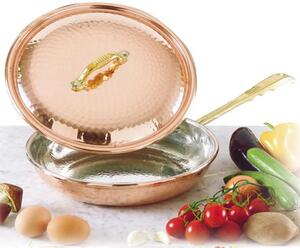 Copper Frying Pan with 1 Handle 20 cm Diameter - 5 cm Height - 1.35 Litres Hammered Tin-plated Luxury Line