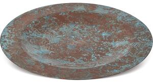 Handmade Hammered Polished Copper Underplate with Pompeii Green Finish and Final Rim � 28 cm Made in Italy - Linea Tavola
