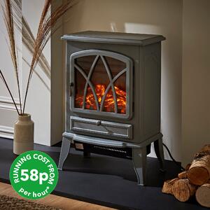 Dunelm Grey Traditional Small Electric Stove Heater, Size: 55cm X 29.5cm 42cm Grey