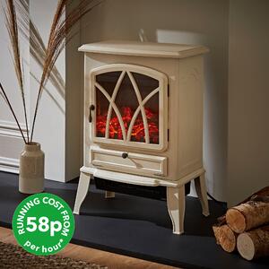 Dunelm White Traditional Small Electric Stove Heater, Size: 55cm X 29.5cm 42cm White
