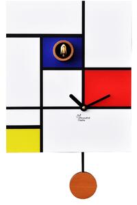 Wall Cuckoo Clock Around Mondrian in Wood 28x12xh34 cm Print on MDF
