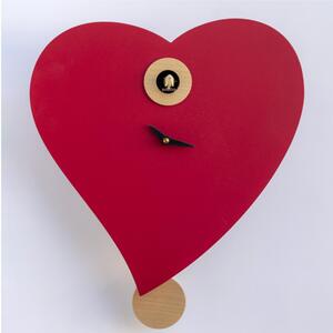 Modern Cuckoo Pendulum Clock Pirondini Red Heart 33x10xh44 cm Kitchen Living Room