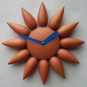 Solid Beech Wood Dalia Wall Clock in Cherry Stain