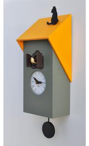 VICENZA Yellow Cuckoo Clock 17x12xh37 cm Grey Cement Lacquered MDF Case Natural Lacquered Roof (RAL 7033) Yellow
