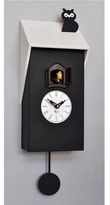 Cuckoo Clock VICENZA Owl Black 17x12xh37 cm with Natural Lacquered MDF Case and White Roof