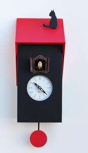 VICENZA Red Cuckoo Clock 17x12xh37 cm Black Lacquered MDF Case Red Roof