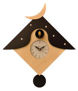 Cuckoo Clock Otranto 34x12xh34 cm, Clock Crafted with Fine Wood Inlays, Natural Birch Case with Rhinestones and Orange Roof