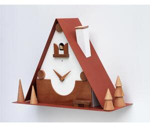 Wall or Tabletop Cuckoo Clock PESCEGALLO with Lacquered MDF Case Dimensions 40x13.5x h28 cm Brown Metal Roof