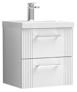 Deco Wall Mounted 2 Drawer Vanity Unit With Basin Satin White