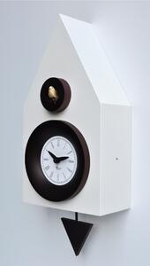 Dark Cuckoo Pendulum Clock 20x12xh40 cm made with lacquered MDF with solid beech turned details in white