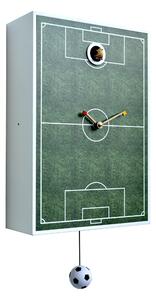 Football Stadium Cuckoo Wall Clock with Lacquered MDF Case, Green Background, Dimensions 24x10x34 cm