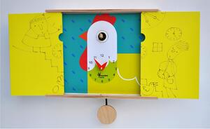 Wall Cuckoo Clock IL CUCU' DEL RE_GALLO 30-50x12xh22 cm, Foldable Lacquered MDF Case, Colour Made In Italy