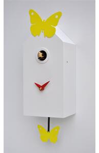 Wall Cuckoo Clock Farfalline 26x10xh12 cm with Lacquered MDF Case, Metal Butterflies Positionable with Magnet