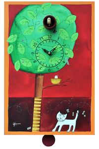 Cuckoo Clock on Branch 30x11xh44 cm with Pendulum, MDF Print by Irene Guerrieri